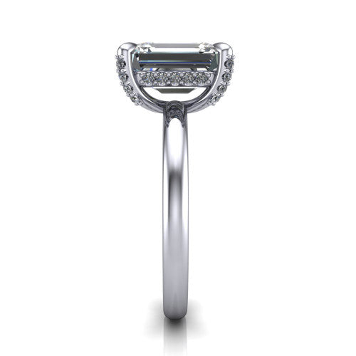 Alaia Emerald Shape Classic Engagement Ring in 14K White Gold