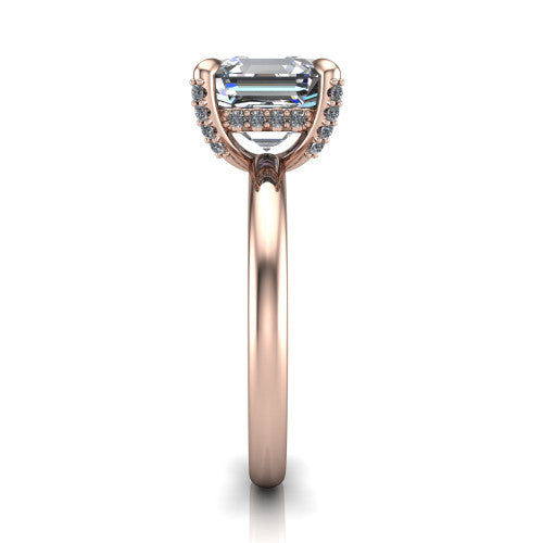 Alaia Square Emerald Shape Classic Engagement Ring in 18K Rose Gold