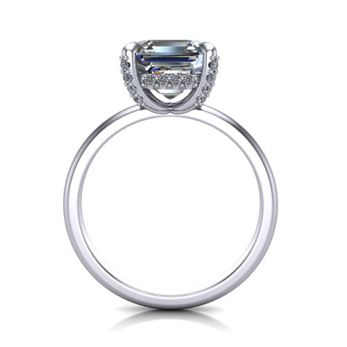 Alaia Square Emerald Shape Classic Engagement Ring in 14K White Gold