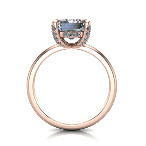 Alaia Emerald Shape Classic Engagement Ring in 18K Rose Gold