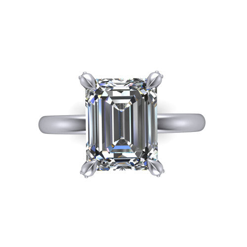 Alaia Emerald Shape Classic Engagement Ring in Platinum