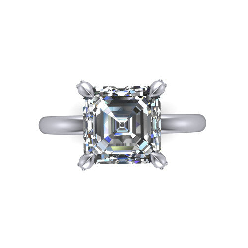 Alaia Square Emerald Shape Classic Engagement Ring in Platinum