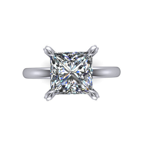 Alaia Princess Shape Classic Engagement Ring in 18K White Gold