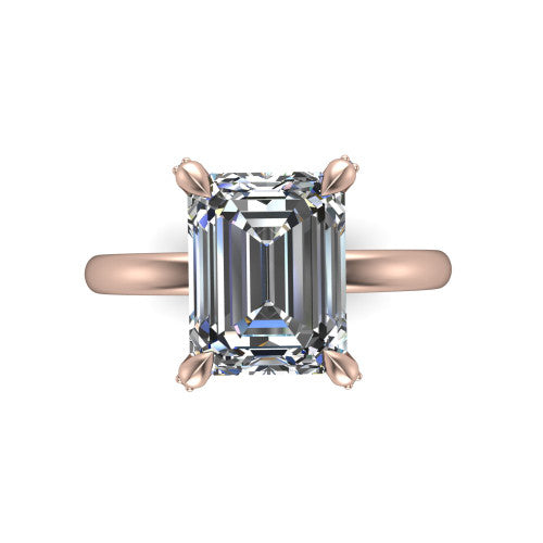 Alaia Emerald Shape Classic Engagement Ring in 18K Rose Gold