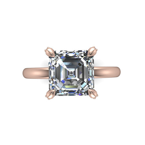 Alaia Square Emerald Shape Classic Engagement Ring in 14K Rose Gold