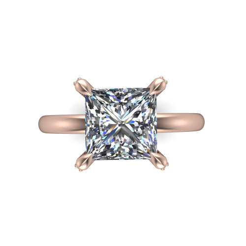 Alaia Princess Shape Classic Engagement Ring in 14K Rose Gold