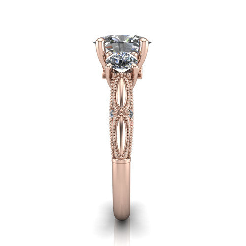 Alessia Oval Shape Three Stone Engagement Ring in 14K Rose Gold