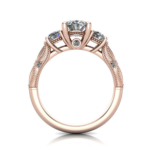 Alessia Oval Shape Three Stone Engagement Ring in 18K Rose Gold