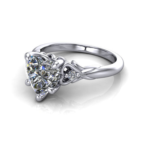 Zephyr Heart Shape Classic Engagement Ring in Platinum