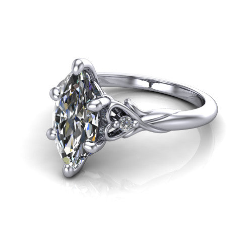 Zephyr Marquise Shape null Engagement Ring in Platinum