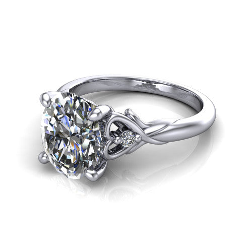 Zephyr Oval Shape Classic Engagement Ring in 18K White Gold