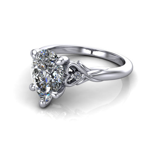 Zephyr Pear Shape Classic Engagement Ring in 18K White Gold