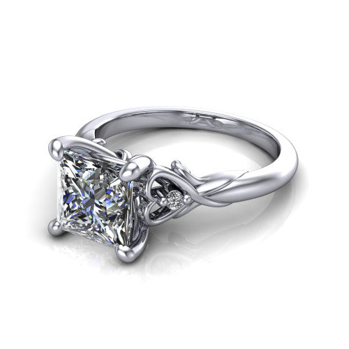 Zephyr Princess Shape Classic Engagement Ring in Platinum