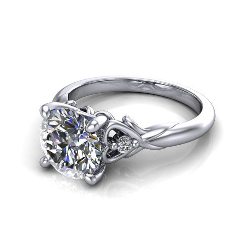 Zephyr Round Shape Classic Engagement Ring in Platinum