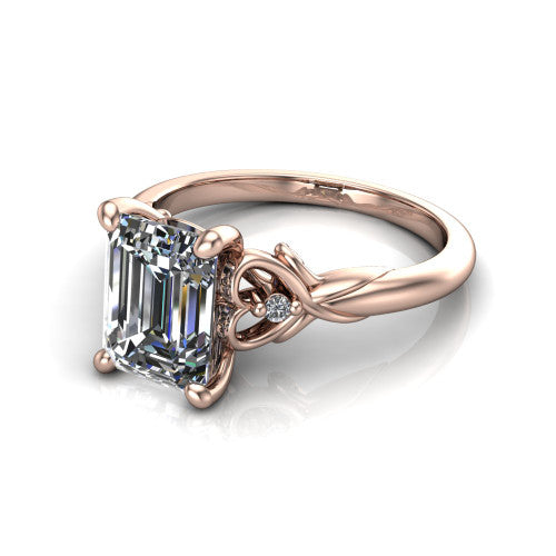 Zephyr Emerald Shape Classic Engagement Ring in 14K Rose Gold