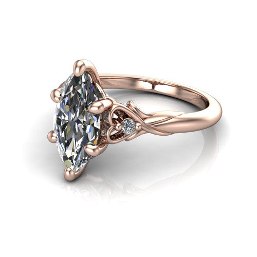 Zephyr Marquise Shape null Engagement Ring in 18K Rose Gold