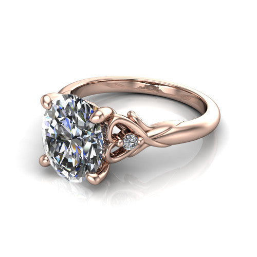 Zephyr Oval Shape Classic Engagement Ring in 14K Rose Gold