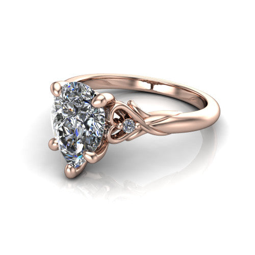 Zephyr Pear Shape Classic Engagement Ring in 14K Rose Gold