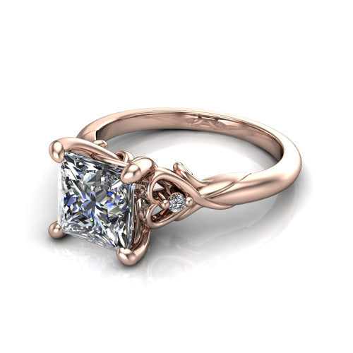 Zephyr Princess Shape Classic Engagement Ring in 14K Rose Gold