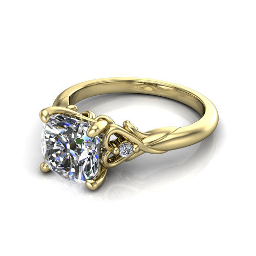 Zephyr Cushion Shape Classic Engagement Ring in 18K Yellow Gold