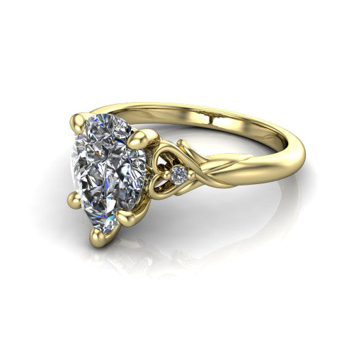 Zephyr Pear Shape Classic Engagement Ring in 14K Yellow Gold