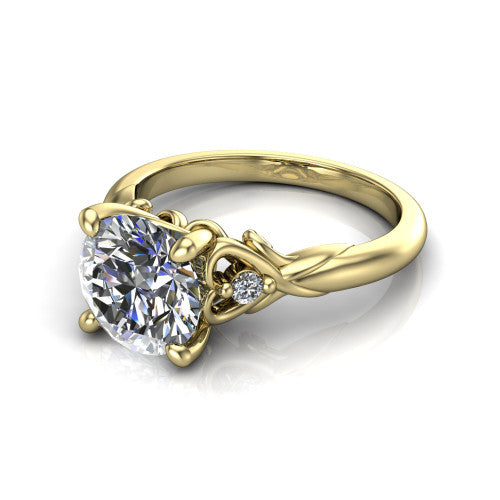 Zephyr Round Shape Classic Engagement Ring in 14K Yellow Gold
