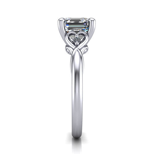 Zephyr Square Emerald Shape Classic Engagement Ring in 18K White Gold