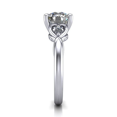 Zephyr Round Shape Classic Engagement Ring in 18K White Gold