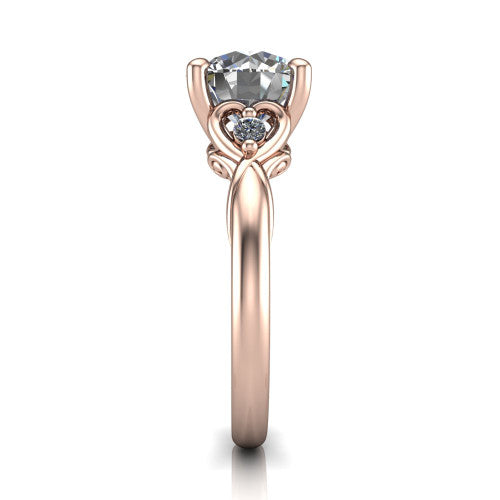 Zephyr Round Shape Classic Engagement Ring in 14K Rose Gold