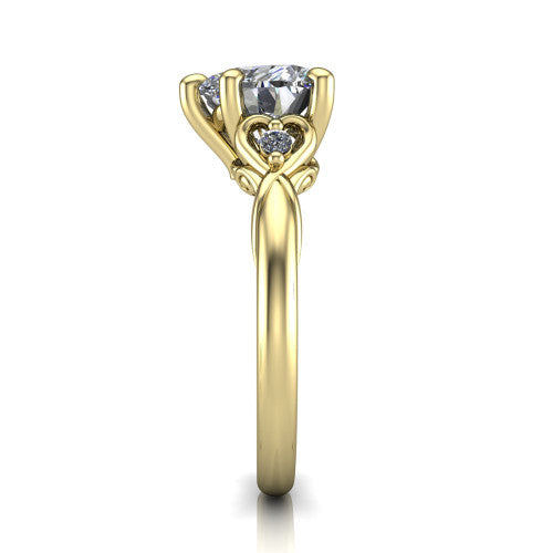 Zephyr Heart Shape Classic Engagement Ring in 18K Yellow Gold