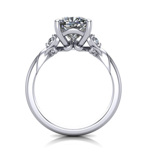 Zephyr Cushion Shape Classic Engagement Ring in 14K White Gold