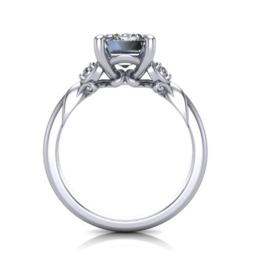 Zephyr Emerald Shape Classic Engagement Ring in 14K White Gold