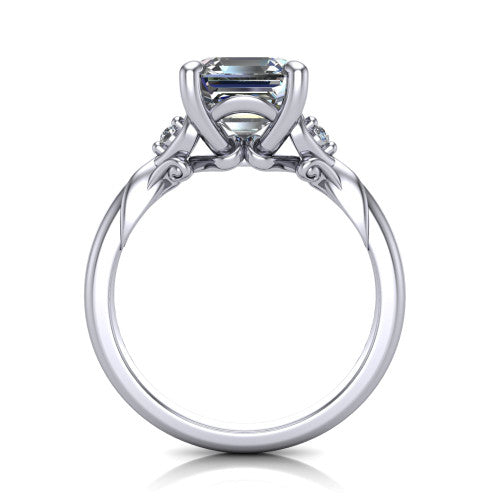 Zephyr Square Emerald Shape Classic Engagement Ring in Platinum