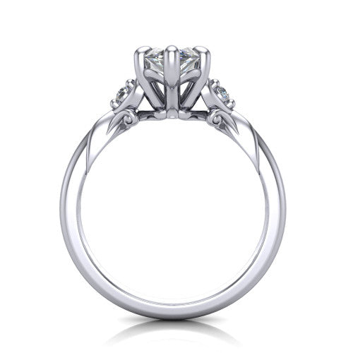 Zephyr Marquise Shape null Engagement Ring in 18K White Gold
