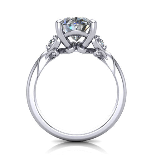 Zephyr Oval Shape Classic Engagement Ring in 14K White Gold