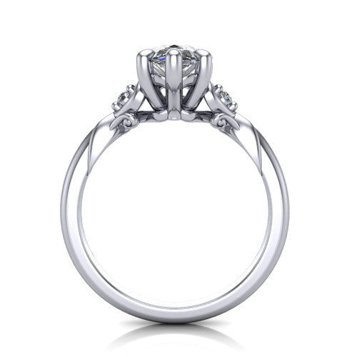 Zephyr Pear Shape Classic Engagement Ring in 18K White Gold