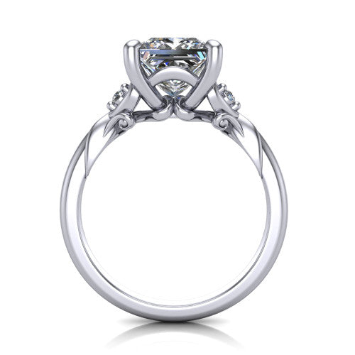 Zephyr Princess Shape Classic Engagement Ring in Platinum