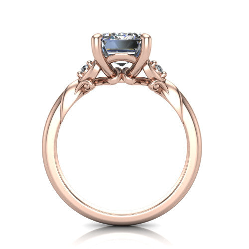 Zephyr Emerald Shape Classic Engagement Ring in 18K Rose Gold