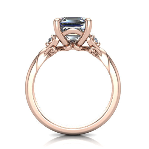 Zephyr Square Emerald Shape Classic Engagement Ring in 14K Rose Gold