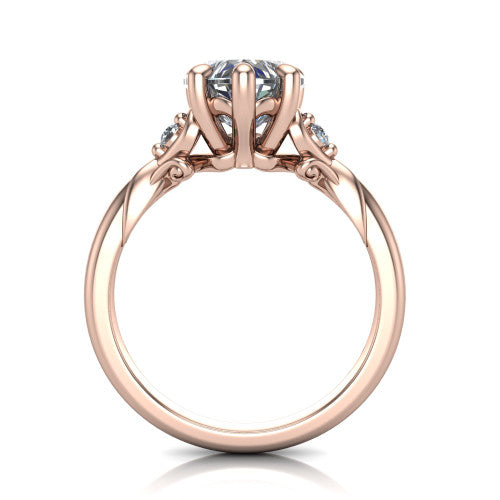 Zephyr Heart Shape Classic Engagement Ring in 18K Rose Gold