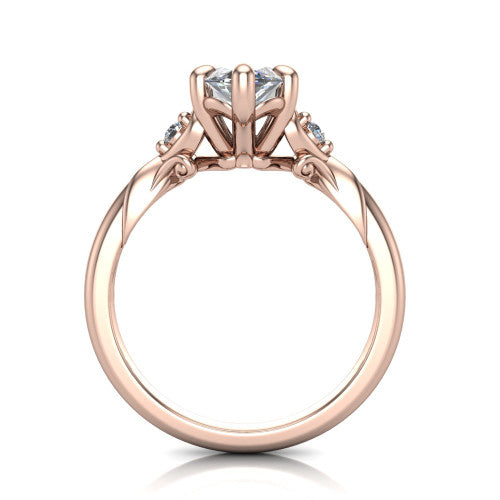 Zephyr Marquise Shape null Engagement Ring in 14K Rose Gold