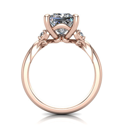 Zephyr Princess Shape Classic Engagement Ring in 14K Rose Gold