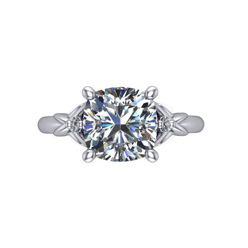 Zephyr Cushion Shape Classic Engagement Ring in 18K White Gold
