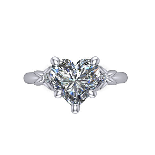 Zephyr Heart Shape Classic Engagement Ring in Platinum