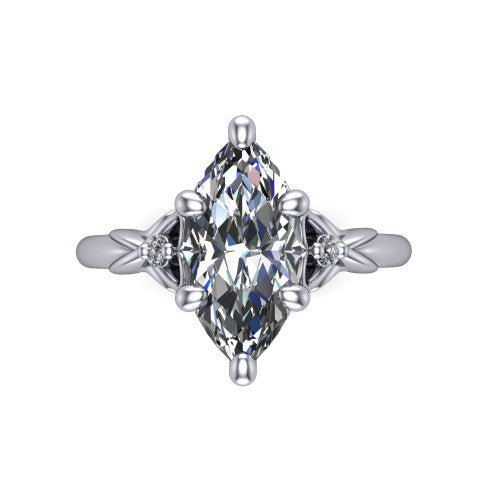 Zephyr Marquise Shape null Engagement Ring in Platinum