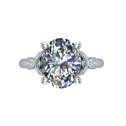 Zephyr Oval Shape Classic Engagement Ring in Platinum