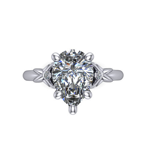 Zephyr Pear Shape Classic Engagement Ring in Platinum