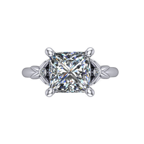 Zephyr Princess Shape Classic Engagement Ring in 14K White Gold