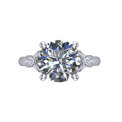Zephyr Round Shape Classic Engagement Ring in 14K White Gold
