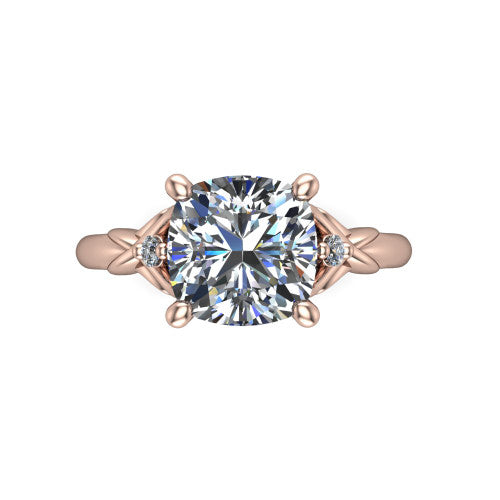 Zephyr Cushion Shape Classic Engagement Ring in 18K Rose Gold